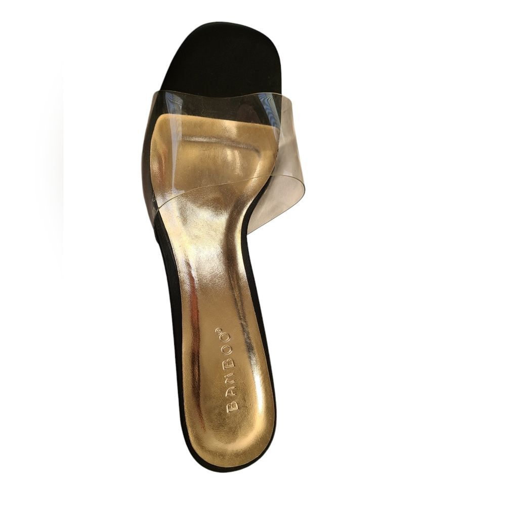 Women's BAMBOO Lucent-01 Open Toe Black with Clear Heel Size 9 - Picture 5 of 8
